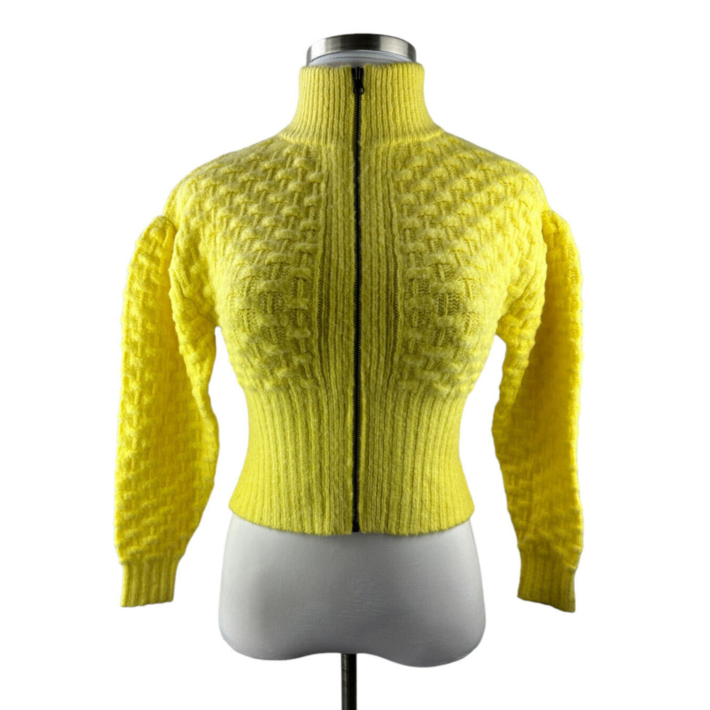 NWT Maeve by Anthropologie Buttercup Textured Chunky Knit Crop Sweater Jacket XS - Picture 2 of 13